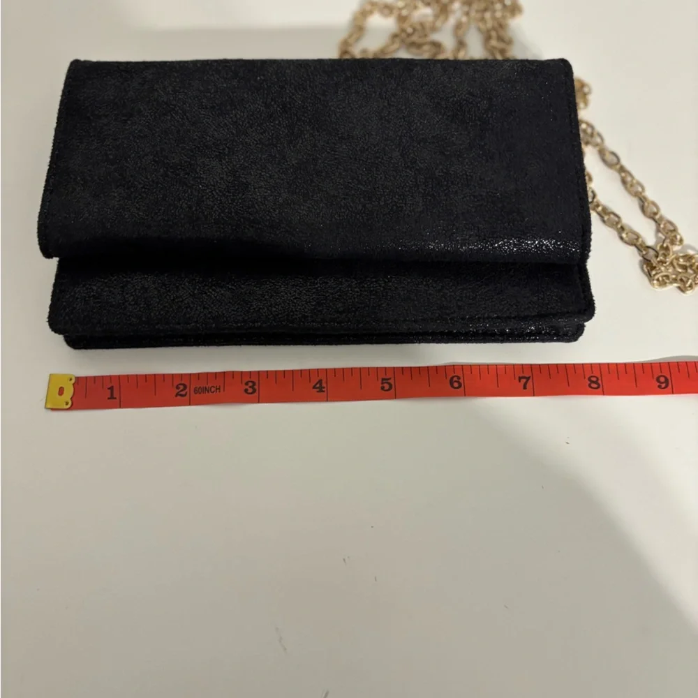 Urban Expressions Black Vegan Leather Wallet on Chain Crossbody Clutch